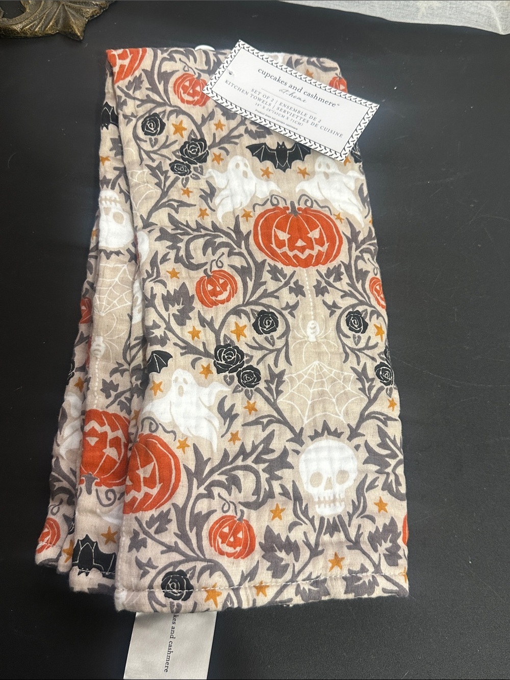 Cupcakes & cashmere Halloween set of 2 cotton gauze kitchen towels